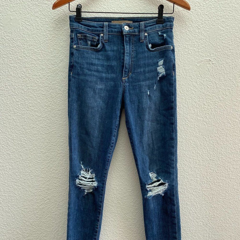 Joe's Jeans High Rise Distressed Skinny Ankle Jeans Michelle MCL Raw Hem 25 x 28